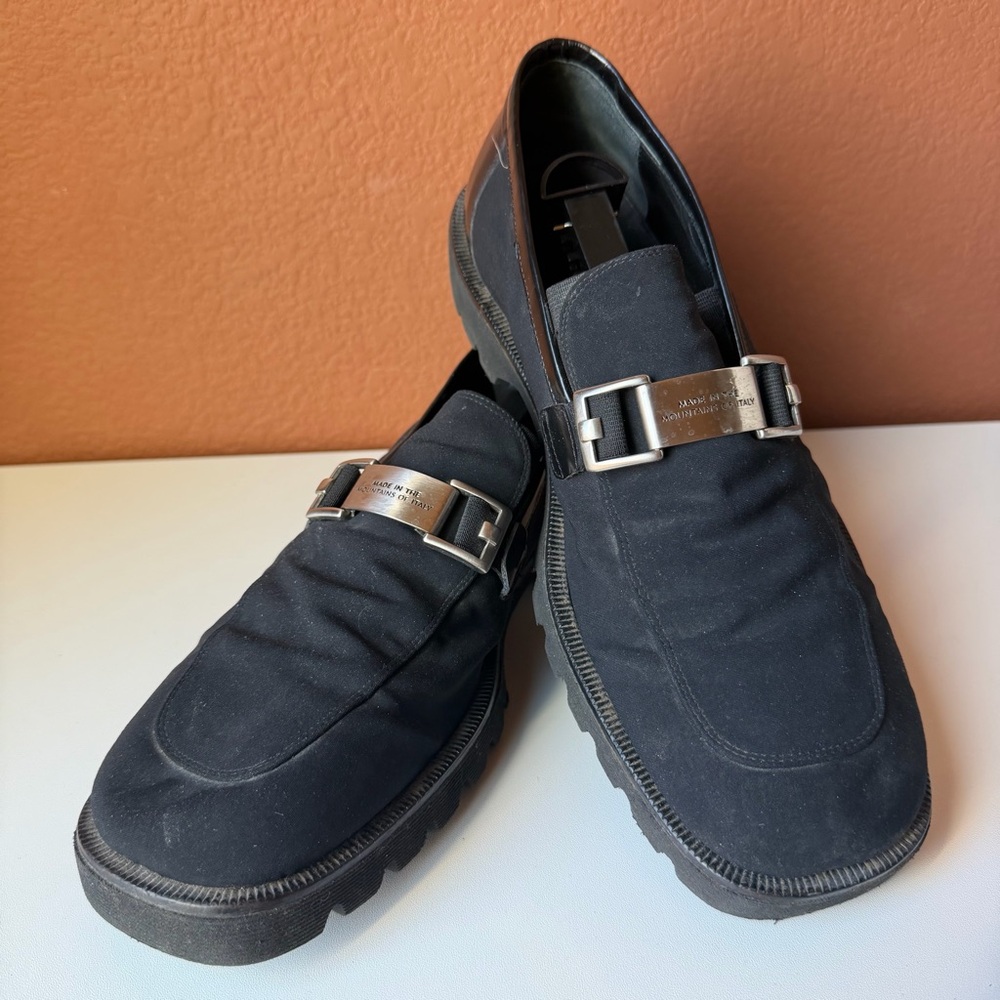 DONALD J PLINER Men's Chunky Loafer Black Slip On Fabric Chunky Shoes Size 10.5